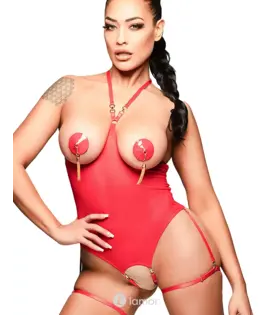 Rode Cupless Mesh Body met dijbanden ,KD70839