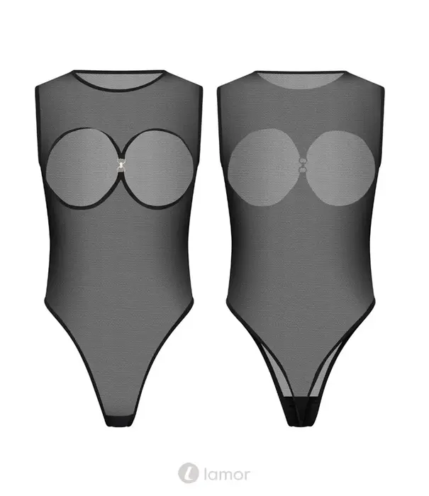 * Kinky Diva Kinky Diva Foxy Cupless Mesh Body Zwart Goud O/S