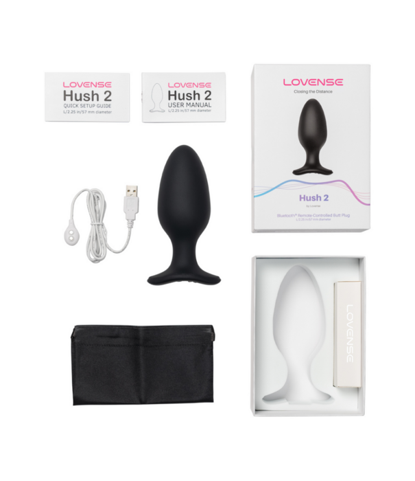 Lovense Hush 2 - App-bestuurde Vibrerende Anale Plug - 2,25 / 5,7 cm - Zwart