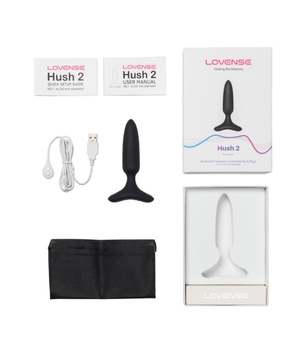 Lovense Hush 2 - App-bestuurde Vibrerende Buttplug - 1 / 2,5 cm - Zwart