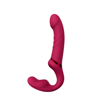 Lapis - App-gestuurde Dubbel Eind Vibrerende Strapless Strap-on - Rood