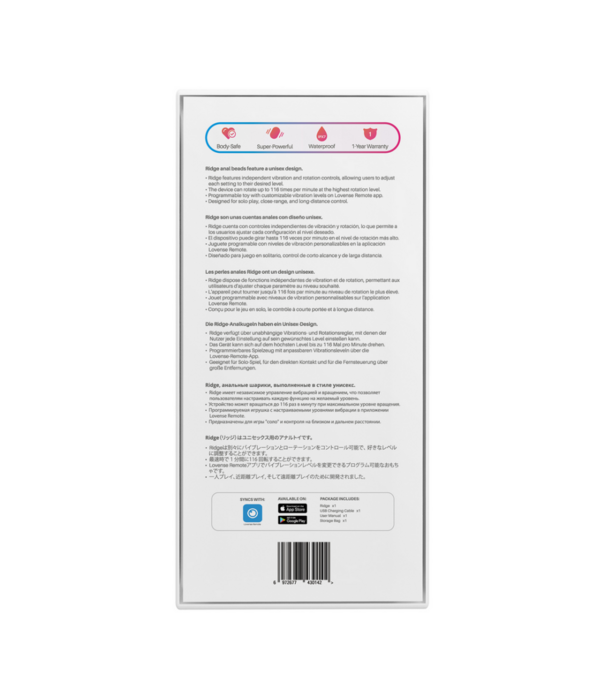 Lovense Ridge - App-bestuurde Vibrerende en Draaiende Anale Parels - Zwart