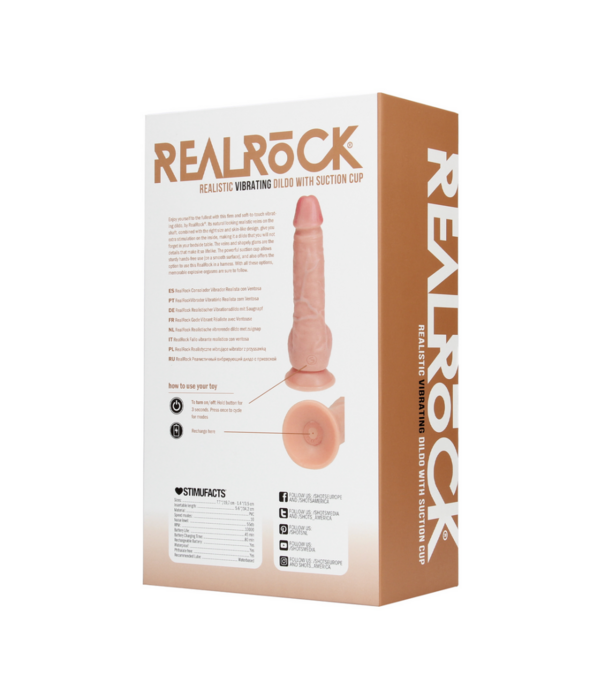 RealRock by Shots Vibrerende Regelmatige Rechte Penis met Ballen - 7 / 18 cm - Vlees
