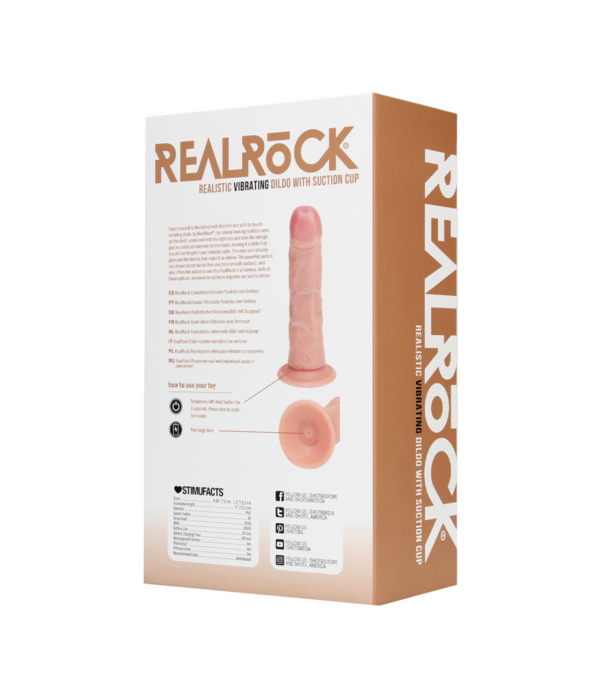 RealRock by Shots Vibrerende Regelmatige Gebogen Dildo - 6 / 15,5 cm - Vlees