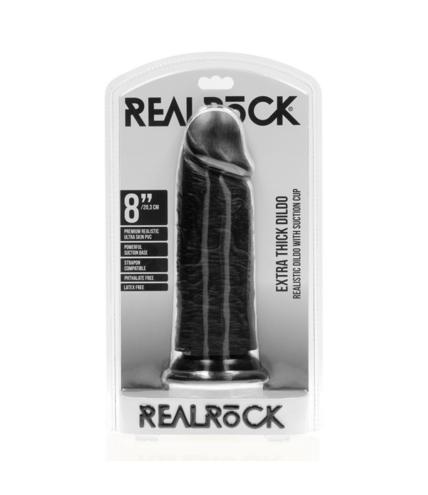RealRock by Shots Extra Dikke Recht zonder Ballen 8 / 20,3 cm - Zwart