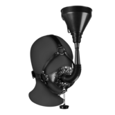 Open Mouth Gag Hoofdband met Trechter - Zwart