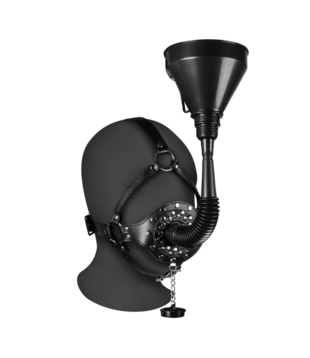 Open Mouth Gag Hoofdband met Trechter - Zwart