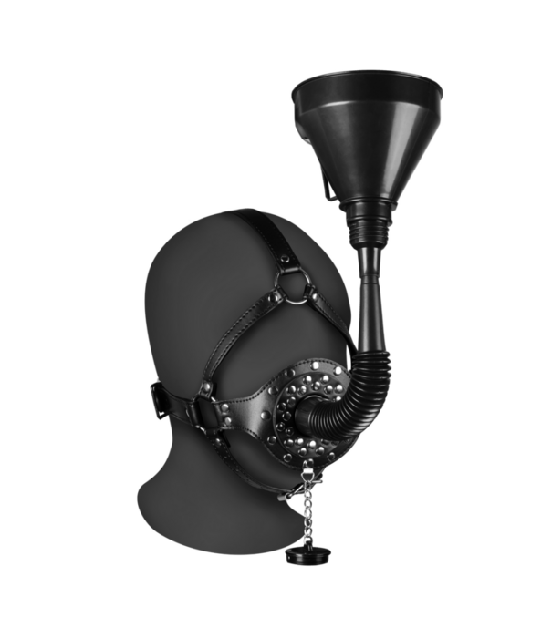 Ouch! by Shots Open Mouth Gag Hoofdband met Trechter - Zwart