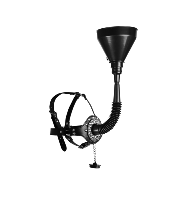 Ouch! by Shots Open Mouth Gag Hoofdband met Trechter - Zwart