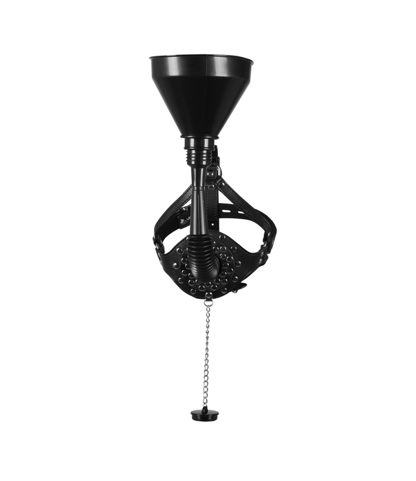 Ouch! by Shots Open Mouth Gag Hoofdband met Trechter - Zwart