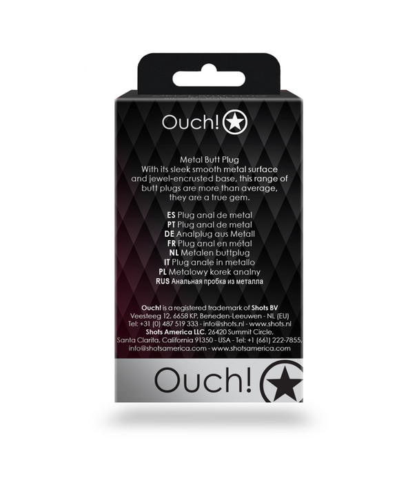 Ouch! by Shots Ronde Gem Butt Plug - Klein - Gunmetal/Diamant