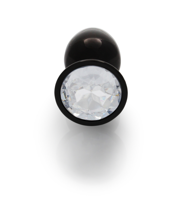 Ouch! by Shots Ronde Gem Butt Plug - Klein - Gunmetal/Diamant