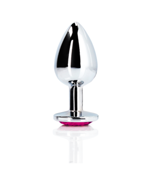 Hartje Gem Buttplug - Klein - Zilver/Rubelliet Roze