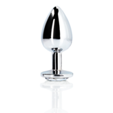 Ronde Edelsteen Anale Plug - Klein - Zilver/Diamant