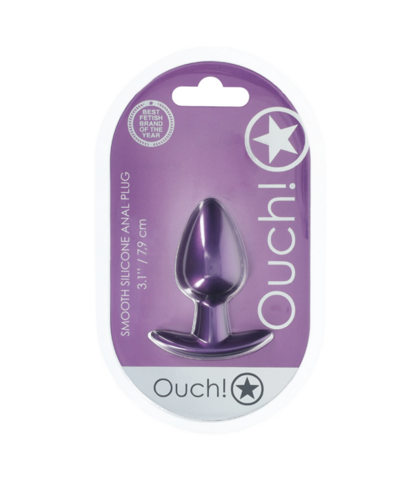 Ouch! by Shots Zachte Siliconen Anale Plug - Medium - 3,1 / 7,9 cm - Metallic Paars