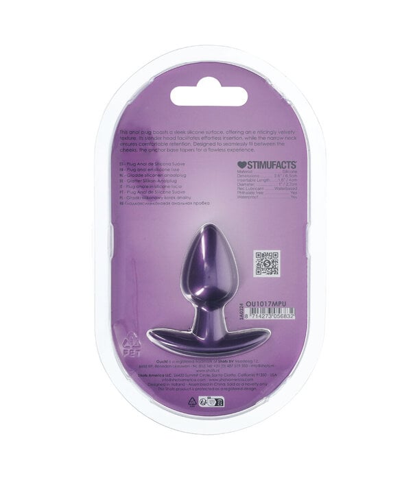 Ouch! by Shots Zachte Silicone Anale Plug - Klein - 6,5 cm - Metallic Paars