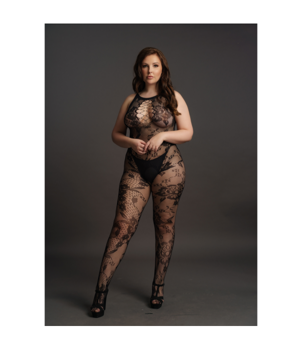 Le Désir by Shots Criss Cross Neck Bodystocking - Plus Size