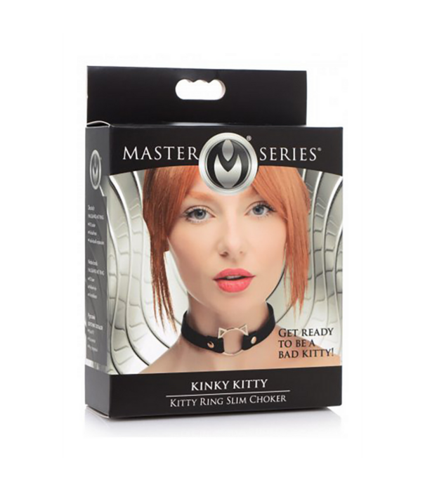 Kinky Kitty Ring Slim Choker - PU Leer - Zwart