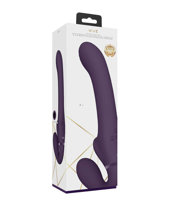 VIVE by Shots Ai - Dual Vibrerende  Air Wave Tickler Strapless Strapon