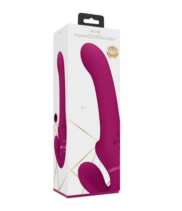 VIVE by Shots Ai - Dual Vibrating  Air Wave Tickler Strapless Strapon