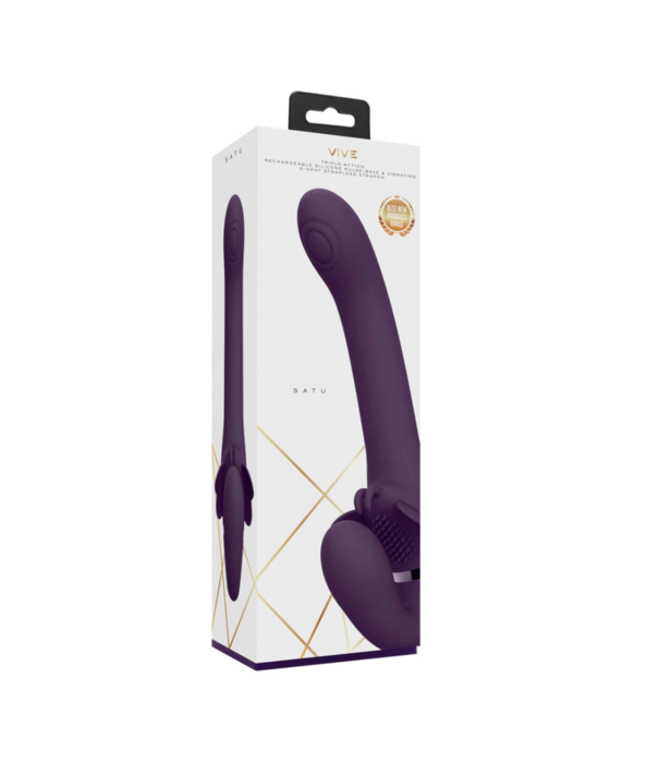 VIVE by Shots Satu - Pulse-Wave en Vibrerende Strapless Strapon - Paars