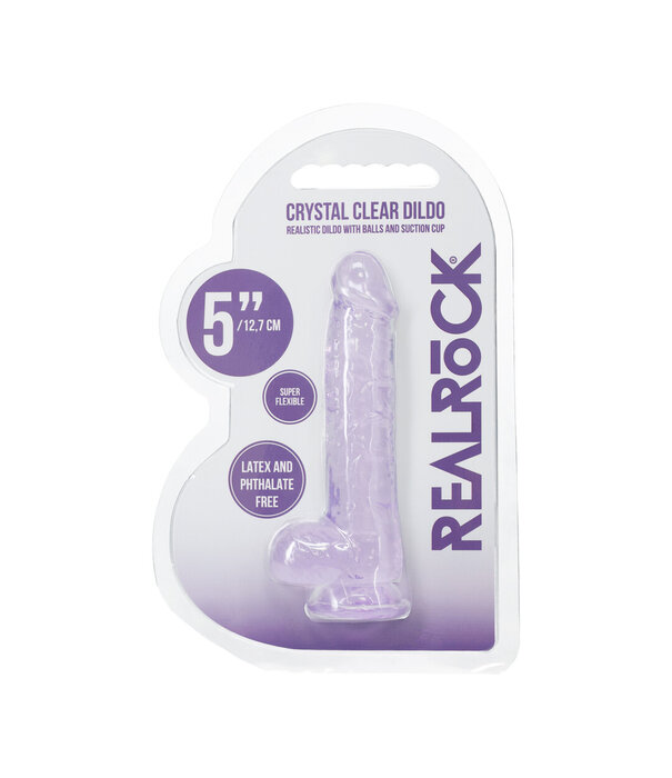 RealRock by Shots Realistische Dildo met Ballen - 5 / 12,7 cm - Paars