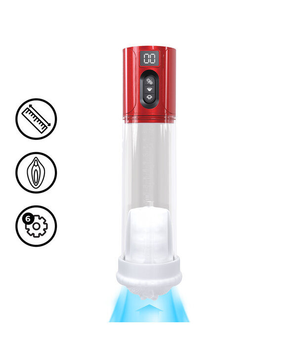 Pumped by Shots MaxLift - 6 Function Suction Masturbator Pump - Metallic Red