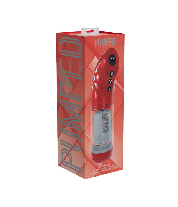 Pumped by Shots StrokeMate - Suction Rotation and Thrusting Masturbator Pump - Metallic Red
