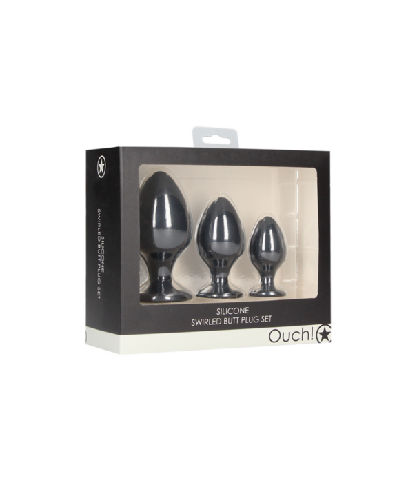 Ouch! by Shots Gedraaid Butt Plug Set - Zwart