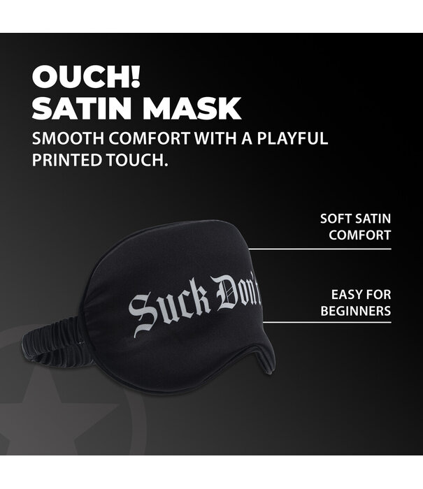 Ouch! by Shots Suck Don't Bite - Gedrukte Satijnen Masker - Zwart