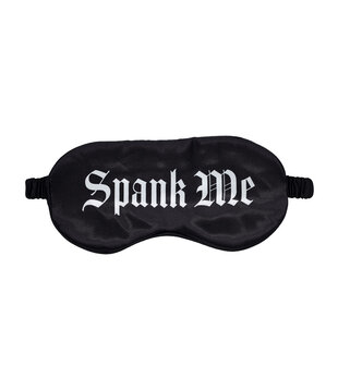 Spank Me - Gedrukte Satijnen Masker - Zwart
