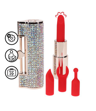 Diamond - Lipstick Vibrator with 4 Attachments - Iridescent