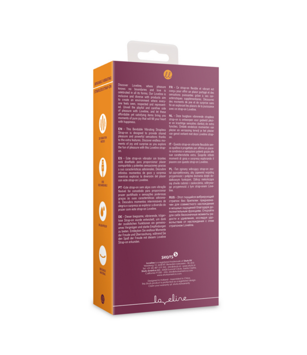 Loveline by Shots Buigbare Vibrerende Strapless Strap-on - Merlot Druif