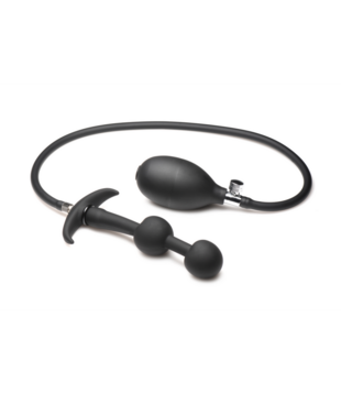 Ass Rattler - Gewogen Opblaasbare Siliconen Anale Plug - Zwart