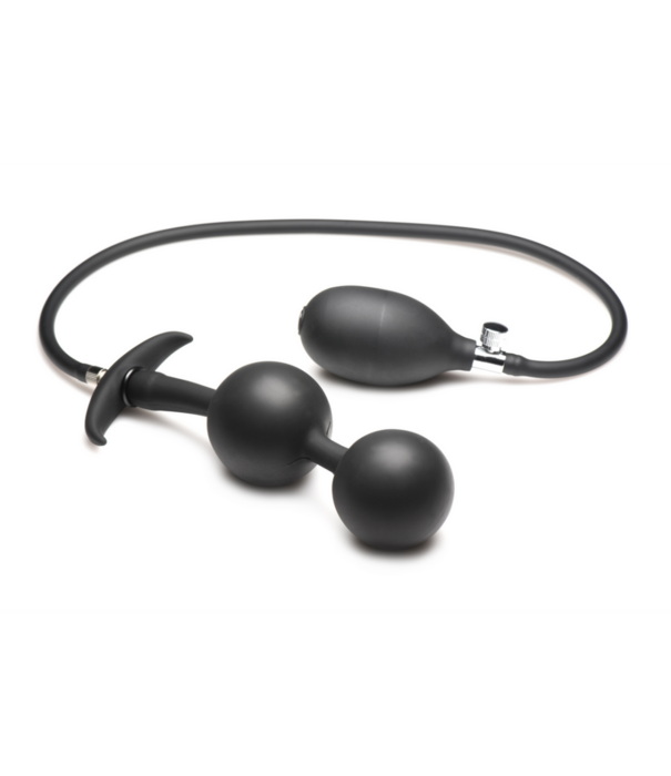 Ass Rattler - Gewogen Opblaasbare Siliconen Anale Plug - Zwart