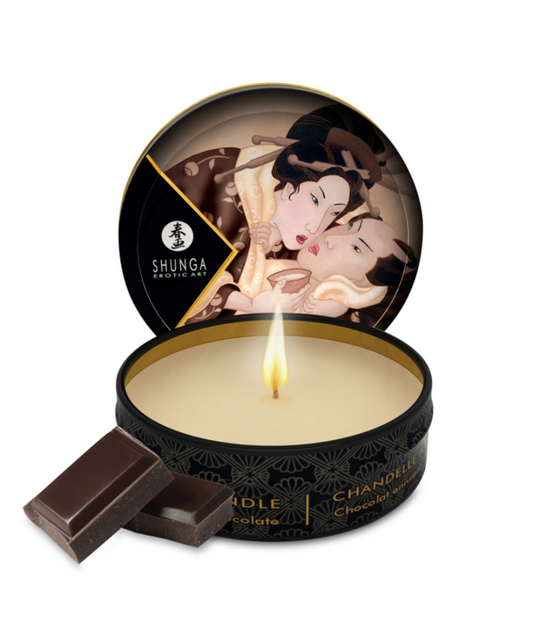 Shunga Mini Massagekaars - Verslavende Chocolade - 1 oz / 30 ml