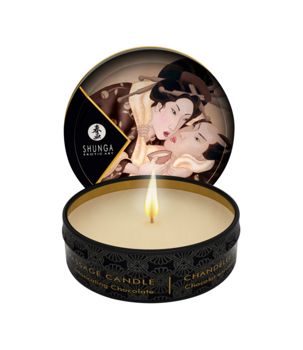 Shunga Mini Massagekaars - Verslavende Chocolade - 1 oz / 30 ml