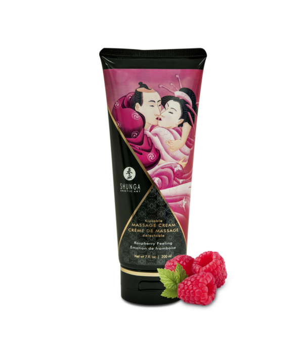 Shunga Kusbare Massagecrème - Framboosgevoel - 7 floz / 200 ml