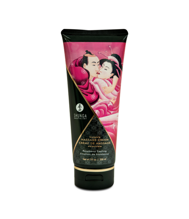 Shunga Kusbare Massagecrème - Framboosgevoel - 7 floz / 200 ml