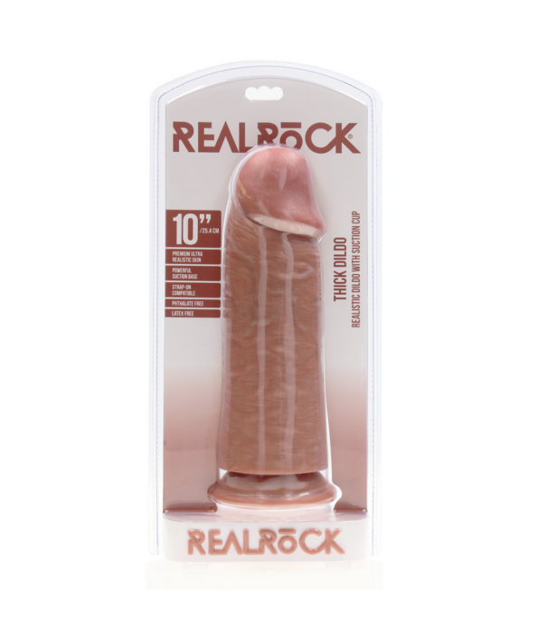 RealRock by Shots Extra Dikke Straight zonder Balls 10 / 25,4 cm - Tan