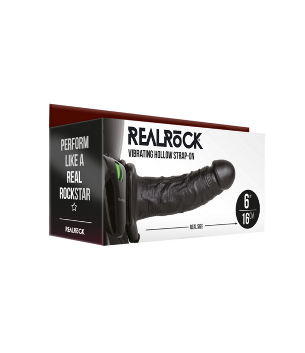 RealRock by Shots Vibrerende Hollow Strap-On zonder Ballen - 6 / 15,5 cm