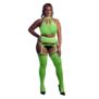 Twee Delige Set met Crop Top en Kousen - Plus Size - Neon Groen