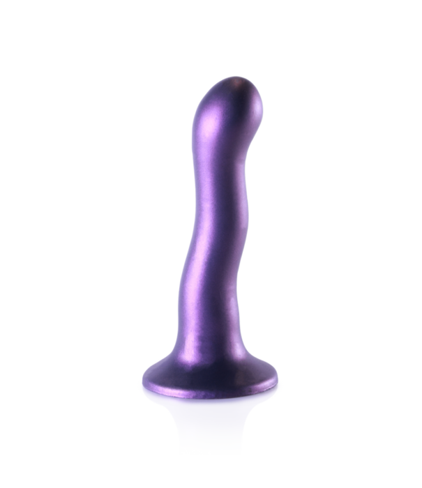 Ouch! by Shots Ultra Soft Silicone Curvy G-Spot Dildo - 7'' / 17 cm - Metallic Purple