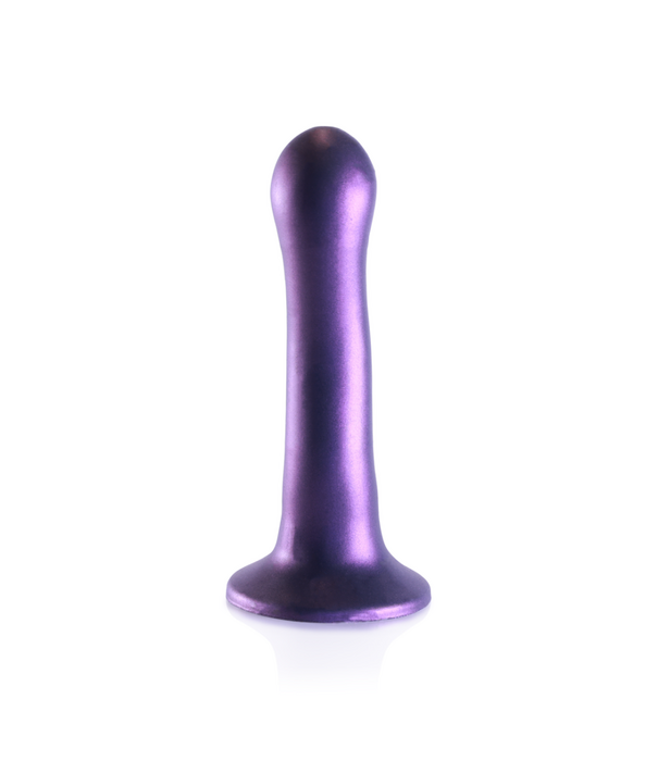 Ouch! by Shots Ultra Soft Silicone Curvy G-Spot Dildo - 7'' / 17 cm - Metallic Purple