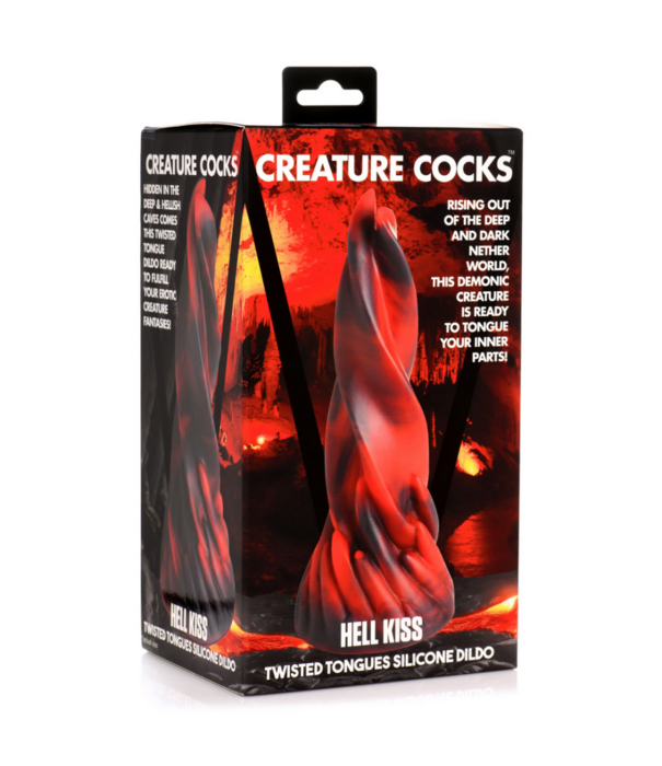 Hell Kiss Twisted Tongues Silicone Dildo - Rood