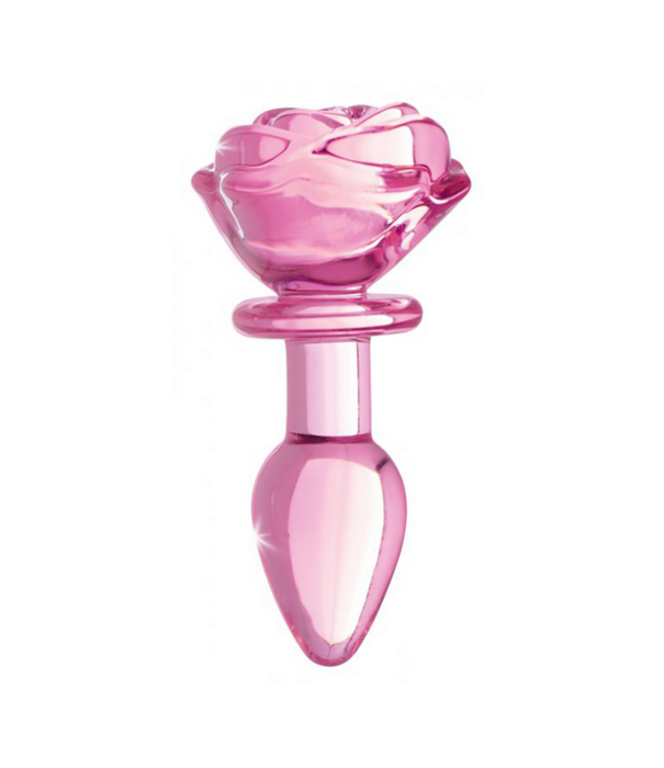 Roze Roos - Glazen Butt Plug - Klein