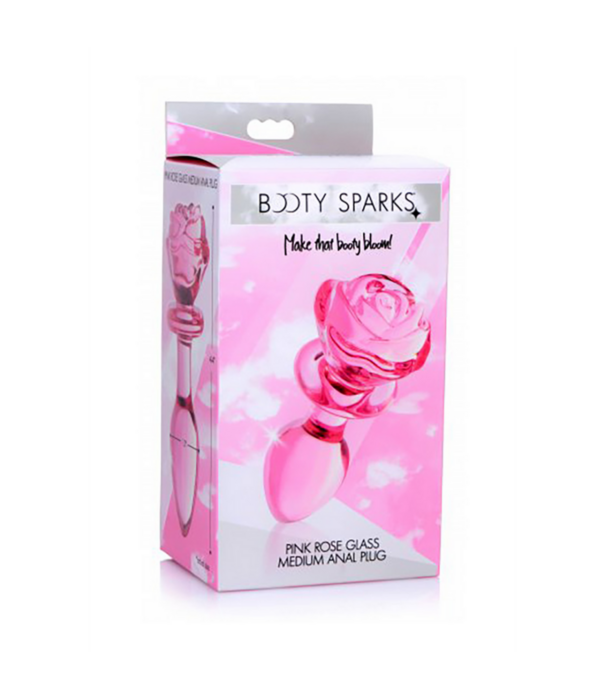 Roze Roos - Glazen Butt Plug - Medium