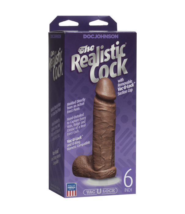 Doc Johnson Realistische Cock met Ballen - Verwijderbare Vac-U-Lock Zuignap - 6 / 16 cm - Karamel