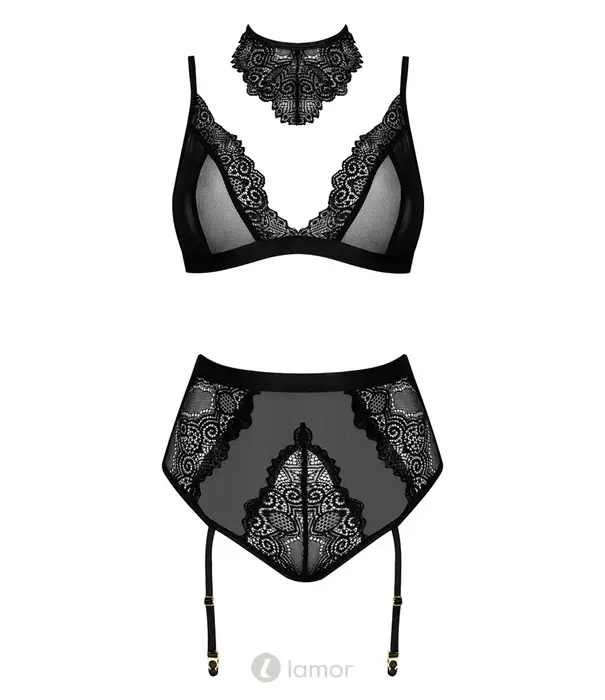 * BEAUTYNIGHT Beauty Night Cristalyn 3-delige lingerie set zwart
