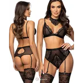 Beauty Night Cristalyn 3-delige lingerie set zwart